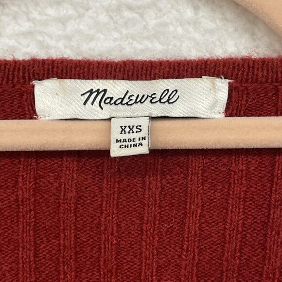Madewell Cardigan Sweater Womens XXS Red Wool Alpaca Blend Button Ribbed Knit - Picture 3 of 11